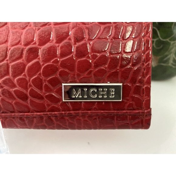 Vintage Miche Classic Clutch Purse Shell Red Ella Animal Print Veg‎ Leather NWOT - Picture 8 of 16